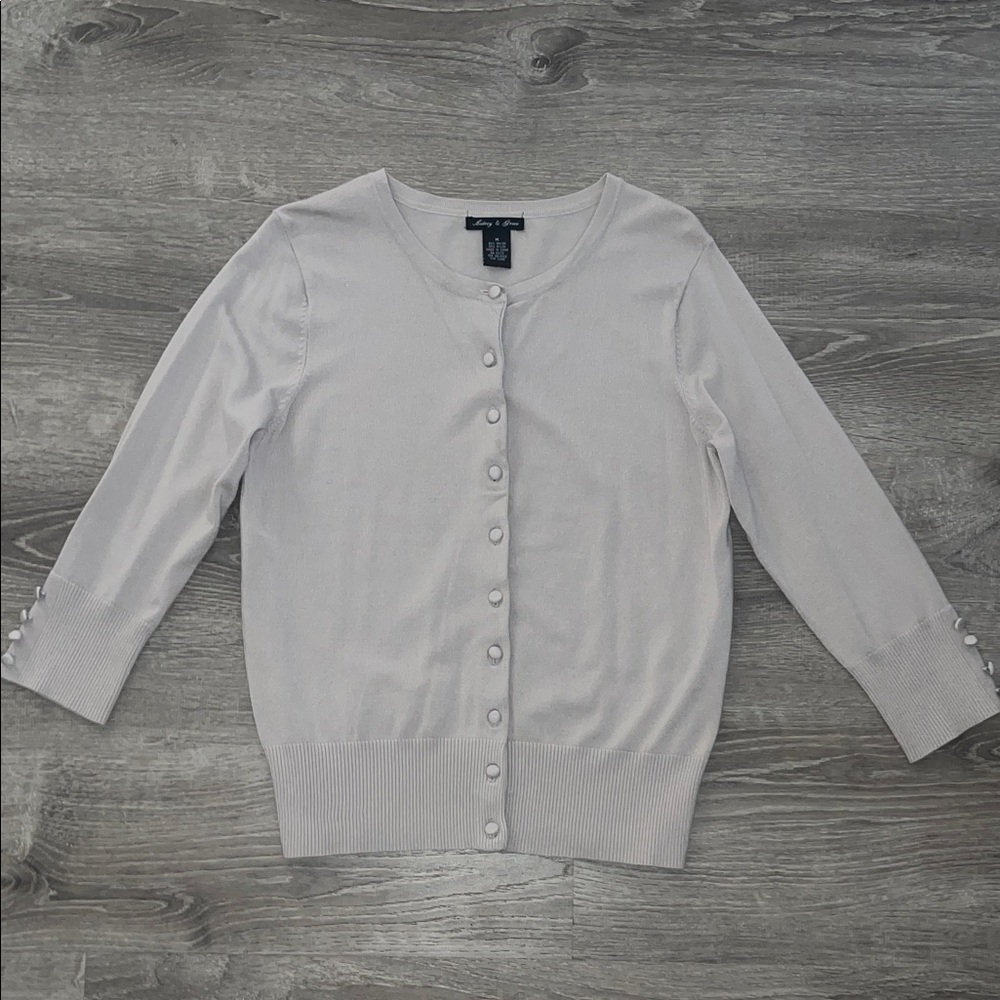 Audrey & Grace Light Gray Button-Up Cardigan